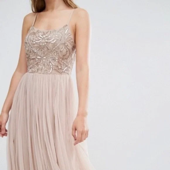 Maya Dresses | Maya Deluxe Floor Length Formal Dress | Color: Cream/Pink | Size: 8 | Lmarculitis's Closet Maya Dresses | Maya Deluxe Floor Length Formal Dress | Color: Cream/Pink | Size: 8 | Lmarculitis's Closet